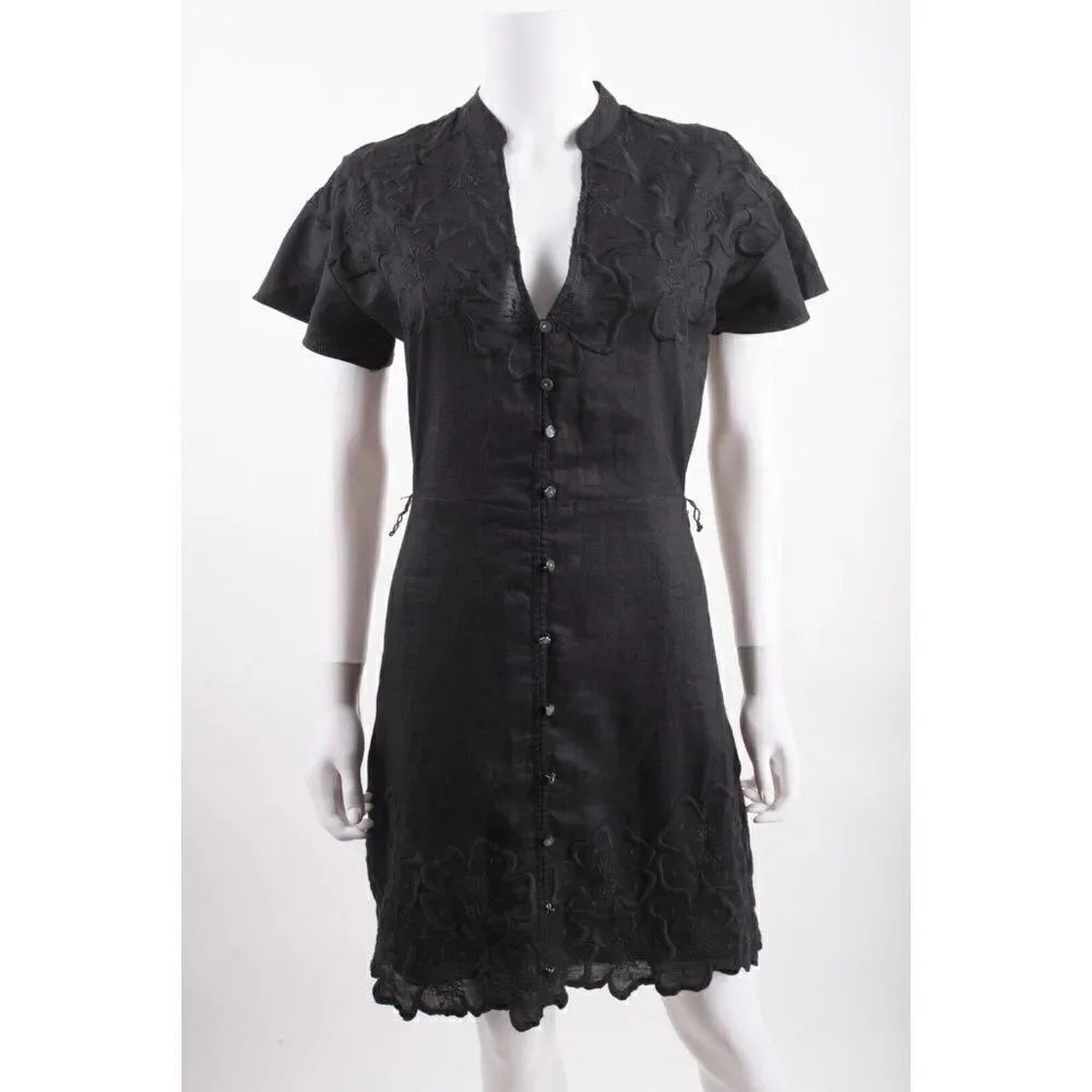 Veronica Beard Womens Archie Eyelet Applique Mini Dress Sz 2 Black NWT NO BELT
